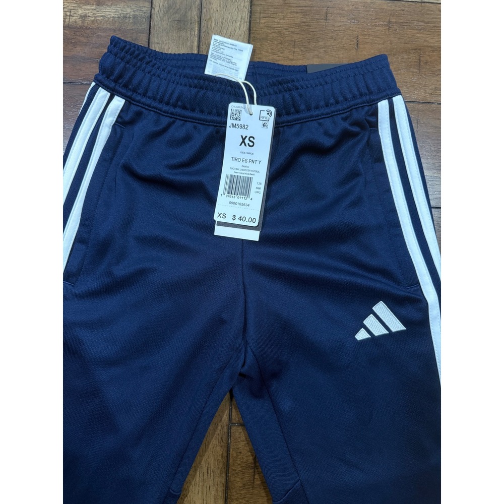 Adidas Kids Tiro 25 Essential Training Pants Navy Blue White XS JM5982 NWT - Picture 2 of 4